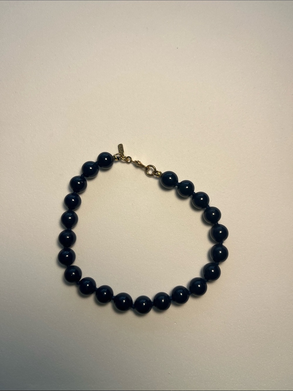 Monet Navy Blue Beaded Bracelet with Gold Clasp
